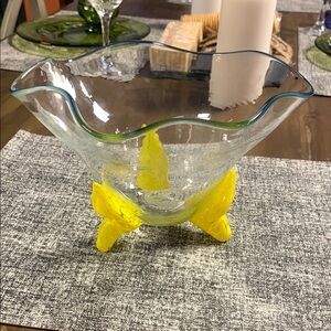 Glass Kent State (Ohio O-6) Bowl with Yellow Foot Accent